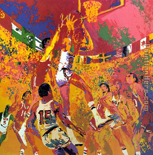 Olympic Basketball painting - Leroy Neiman Olympic Basketball art painting
